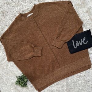 Zenana Crewneck Hacci Sweater 💗 Dark Camel